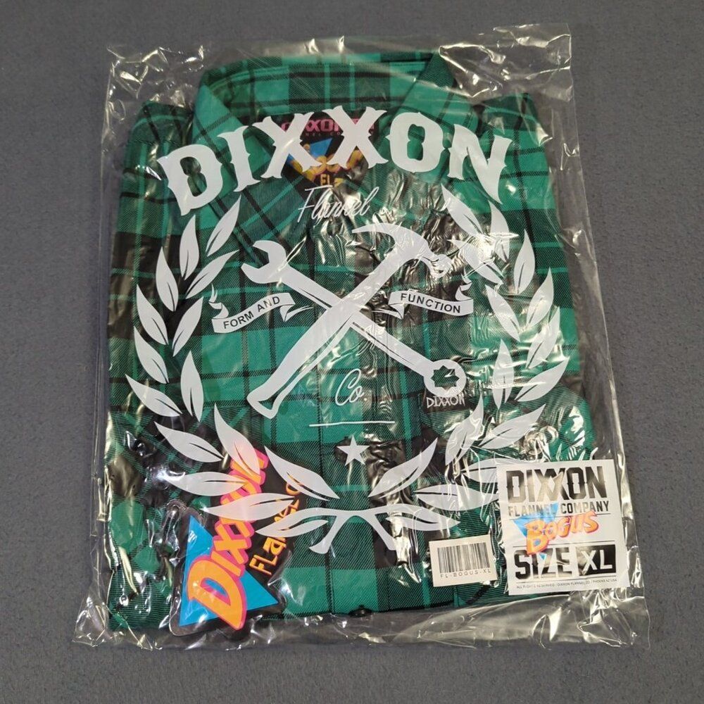 Dixxon Shirt Men's XL Green Bogus Flannel Button Down Long Sleeve NWT
